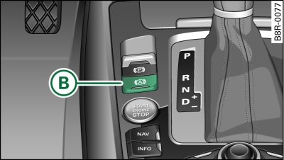 Ausschnitt aus der Mittelkonsole: Taster für Audi hold assist